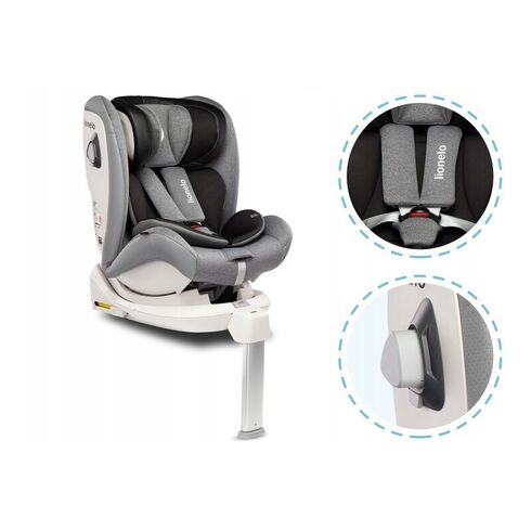 Scaun auto Lionelo Braam, rotativ 360 grade, cu Isofix, 0-36 kg, Stone, Culoare: Gri/Negru, Grupa: 0-36kg (0 luni - 12 ani),poza 9  - ExclusivMAG.ro Scaun auto Lionelo Braam, rotativ 360 grade, cu Isofix, 0-36 kg, Stone, Culoare: Gri/Negru, Grupa: 0-36kg (0 luni - 12 ani),poza 9