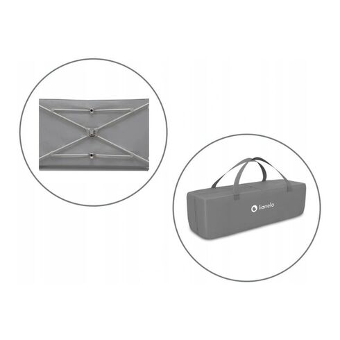 Patut pliant cu un nivel Lionelo Stefi Concrete din Metal, Poliester, 120x60 cm, Gri, Culoare: Gri, Dimensiuni: 120x60,poza 10