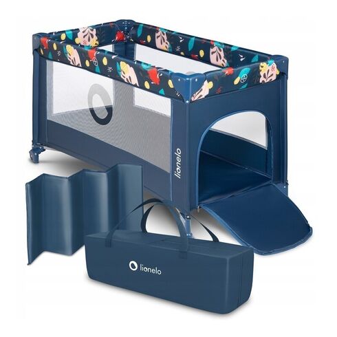 Patut pliant cu un nivel Lionelo Stefi Navy din Metal, Poliester, 120x60 cm, Albastru, Culoare: Albastru, Dimensiuni: 120x60