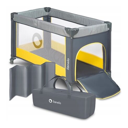 Patut pliant cu un nivel Lionelo Stefi Lemon din Metal, Poliester, 120x60 cm, Galben, Culoare: Galben, Dimensiuni: 120x60