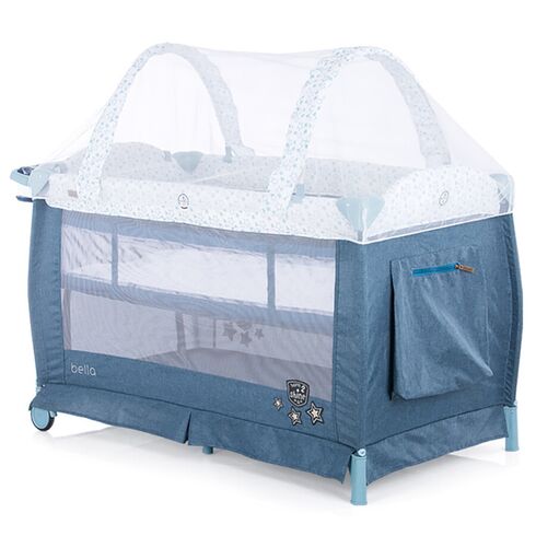 Patut pliabil Chipolino Bella blue linen, Culoare: Albastru, Dimensiuni: 120x60,poza 4