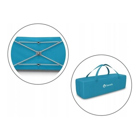 Patut pliant cu un nivel Lionelo Stefi din Metal, Poliester, 120x60 cm, Turquoise, Culoare: Turquoise, Dimensiuni: 120x60,poza 11