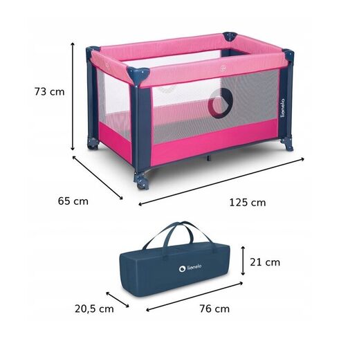 Patut pliant cu un nivel Lionelo Stefi Rose din Metal, Poliester, 120x60 cm, Roz, Culoare: Roz, Dimensiuni: 120x60 - poza 2 - ExclusivMAG.ro