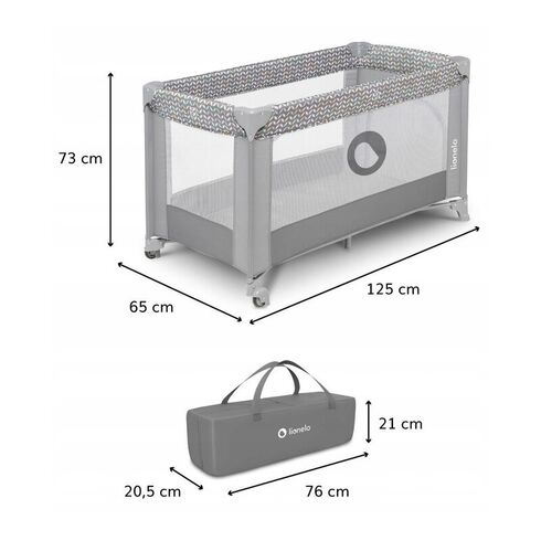 Patut pliant cu un nivel Lionelo Stefi Concrete din Metal, Poliester, 120x60 cm, Gri, Culoare: Gri, Dimensiuni: 120x60,poza 2