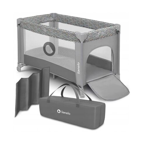 Patut pliant cu un nivel Lionelo Stefi Concrete din Metal, Poliester, 120x60 cm, Gri, Culoare: Gri, Dimensiuni: 120x60