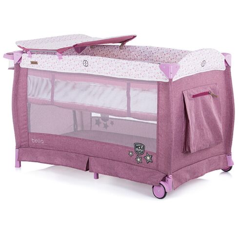 Patut pliabil Chipolino Bella orchid linen, Culoare: Turquoise, Dimensiuni: 120x60,poza 3