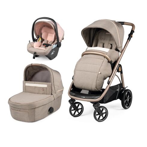 Carucior 3 in 1 Peg Perego Veloce, Lounge, 0 - 22 kg, Mon Amour, Bej / Roz, Culoare: Roz
