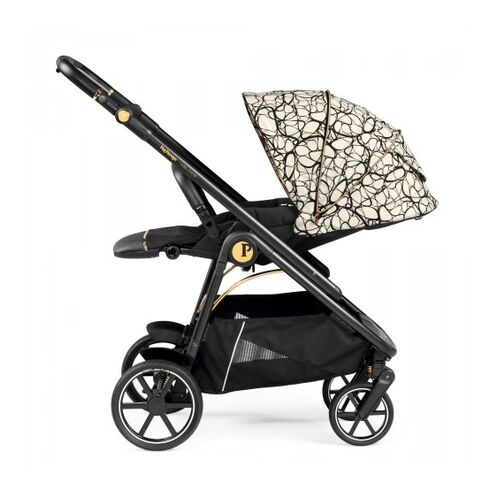 Carucior 3 in 1 Peg Perego Veloce, Lounge, 0 - 22 kg, Graphic Gold, Negru / Bej, Culoare: Crem,poza 6