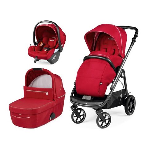 Carucior 3 in 1 Peg Perego Veloce, Lounge, 0 - 22 kg, Red Shine, Rosu, Culoare: Rosu