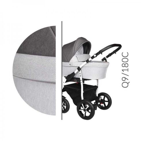 Carucior 3 in 1 Baby Merc Q9 - 180C - Cadru Alb, Culoare: Gri deschis