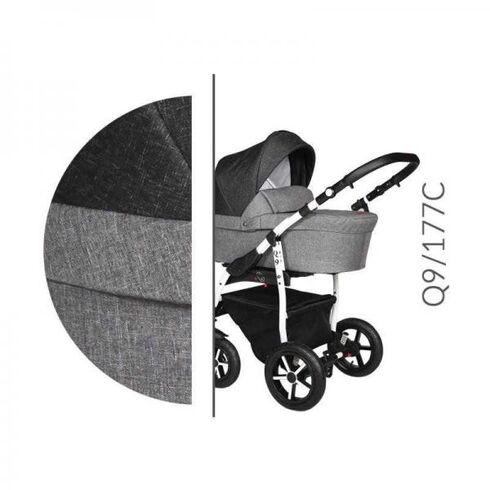 Carucior 3 in 1 Baby Merc Q9 - 177C - Cadru Alb, Culoare: Gri