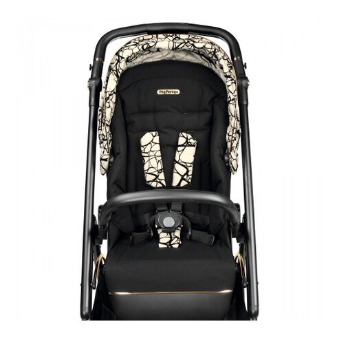 Carucior 3 in 1 Peg Perego Veloce, Lounge, 0 - 22 kg, Graphic Gold, Negru / Bej, Culoare: Crem,poza 13