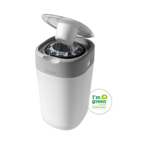 Pachet Cos pentru scutece + 6 Rezerve Tommee Tippee Sangenic Twist and Click Reciclabil, Alb / Gri - poza 2 - ExclusivMAG.ro