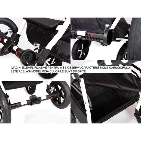 Carucior 3 in 1 Baby Merc Zippy Q - ZQ161C - Cadru Alb, Culoare: Alb/Gri,poza 2