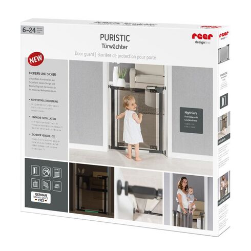 Poarta de siguranta Reer DesignLine Puristic, presiune, 76-96 cm, metal + plexiglas gri - poza 7 - ExclusivMAG.ro