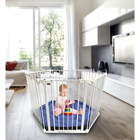 Tarc de joaca hexagonal modular cu saltea Noma, metal alb, N94023, Culoare: Alb - poza 3 - ExclusivMAG.ro
