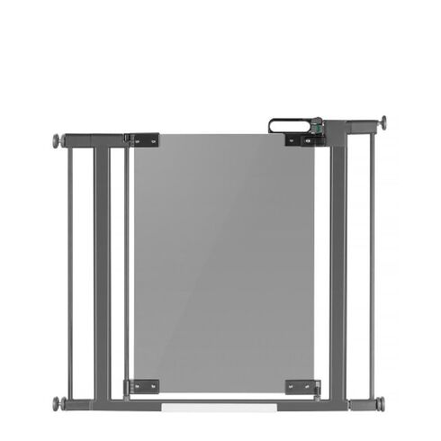 Poarta de siguranta Reer DesignLine Puristic, presiune, 76-96 cm, metal + plexiglas gri  - ExclusivMAG.ro