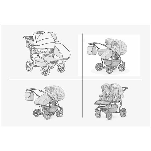 Carucior pentru doi copii Mikado GOLDSTAR 0+1 (T01-11) Grafit/Cadru Auriu, Culoare: Negru,poza 2