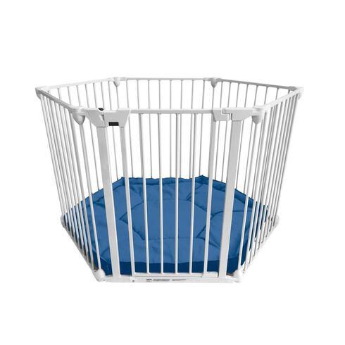 Tarc de joaca hexagonal modular cu saltea Noma, metal alb, N94023, Culoare: Alb  - ExclusivMAG.ro