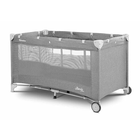 Patut pliant cu etaj intermediar Caretero BASIC PLUS Grey, Culoare: Gri deschis, Dimensiuni: 120x60,poza 3