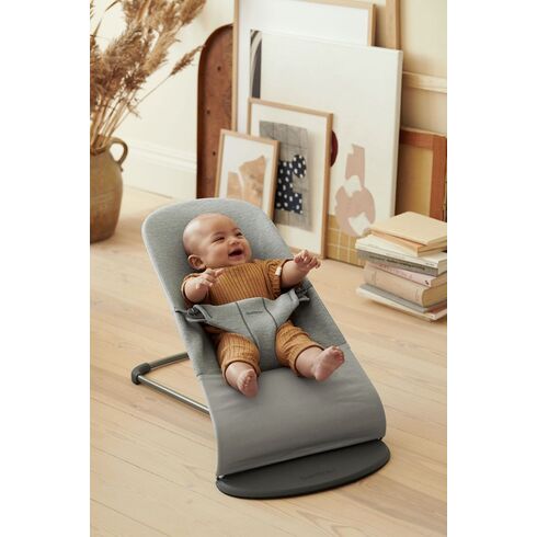 Balansoar BabyBjorn Bliss Light Grey, 3D Jersey, cu bara de jucarii,poza 3