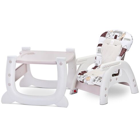 Scaun de masa transformabil Caretero HOMEE 2 in 1 Beige, Culoare: Crem,poza 3