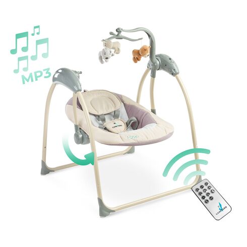 Leagan electric cu telecomanda Caretero LOOP Beige, Culoare: Crem,poza 11