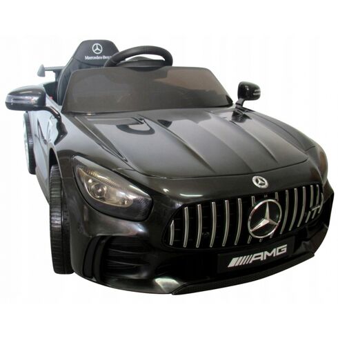 Masinuta electrica cu telecomanda, roti din spuma EVA si scaun din piele Mercedes GTR R-Sport - Negru, Culoare: Negru