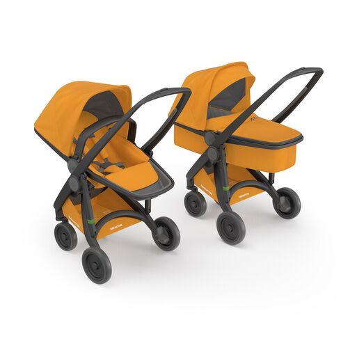 Carucior 2 In 1, Greentom, 100% Ecologic, Black Sunflower, Culoare: Galben