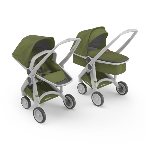 Carucior 2 In 1, Greentom, 100% Ecologic, Grey Olive, Culoare: Verde