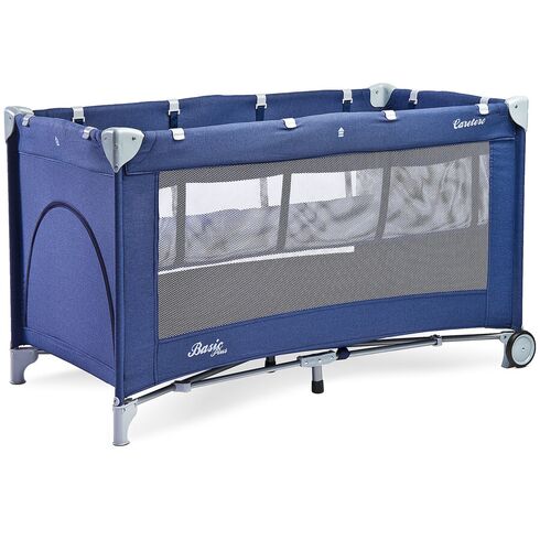 Patut pliant cu etaj intermediar Caretero BASIC PLUS Navy, Culoare: Albastru, Dimensiuni: 120x60