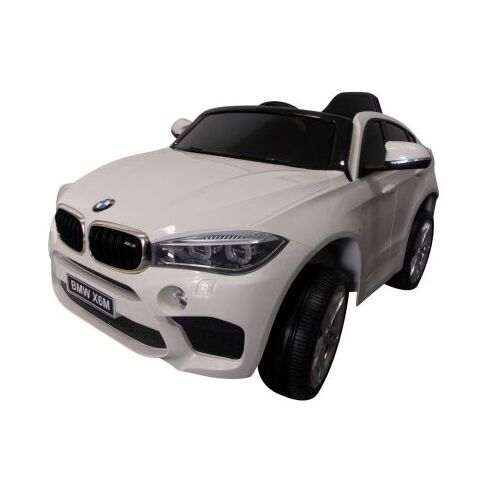 Masinuta electrica cu telecomanda, roti din spuma EVA si scaun din piele BMW X6M R-Sport - Alb, Culoare: Alb