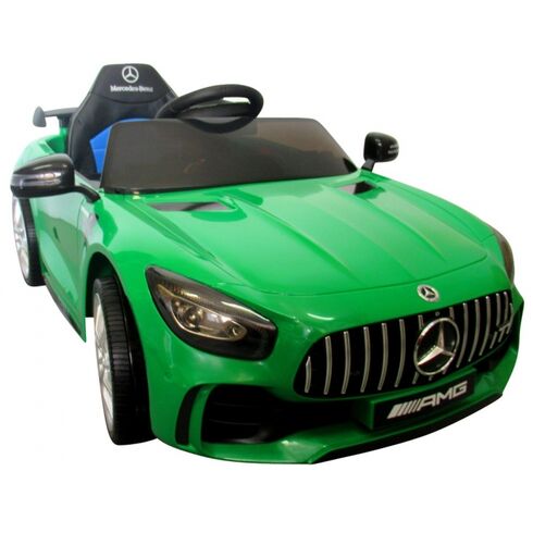 Masinuta electrica cu telecomanda, roti din spuma EVA si scaun din piele Mercedes GTR R-Sport - Verde, Culoare: Verde