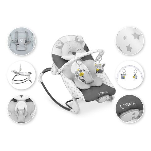 Bouncer MoMi Luis Grey, 0Luni+, Culoare: Gri,poza 5