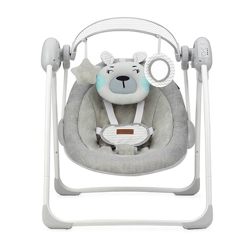 Leagan pentru bebelusi, MoMi LISS Bear, Gri/Turcoaz, Culoare: Gri,poza 4