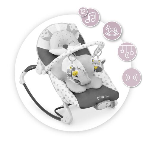 Bouncer MoMi Luis Grey, 0Luni+, Culoare: Gri,poza 4