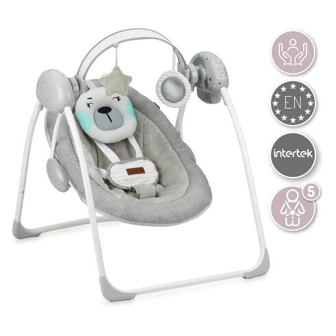 Leagan pentru bebelusi, MoMi LISS Bear, Gri/Turcoaz, Culoare: Gri