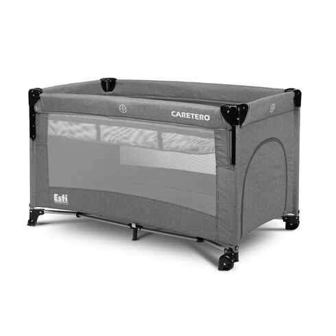 Patut pliabil cu etaj suplimentar si laterala reglabila Caretero ESTI Grafit, Culoare: Gri, Dimensiuni: 120x60,poza 2