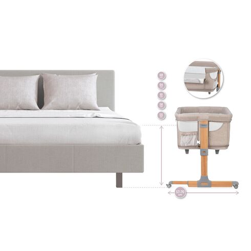 Co-sleeper MoMi, Smart Bed 4 in 1 Beige, Culoare: Crem,poza 5