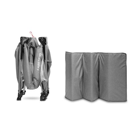 Patut pliabil cu etaj suplimentar si laterala reglabila Caretero ESTI Grafit, Culoare: Gri, Dimensiuni: 120x60,poza 9