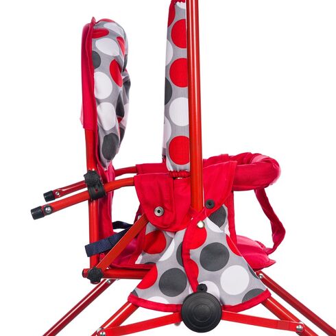 Leagan pentru copii, Top Kids, cu spatar reglabil si bara detasabila, Red Dots, Culoare: Multicolor,poza 4