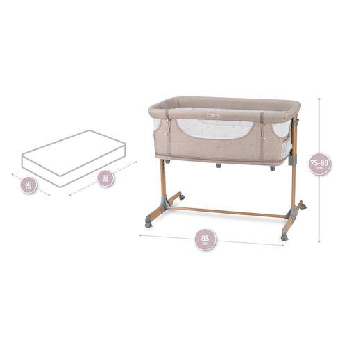 Co-sleeper MoMi, Smart Bed 4 in 1 Beige, Culoare: Crem,poza 3
