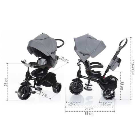 Tricicleta 6 moduri de utilizare ZOPA Citi Trike Foggy Grey, Culoare: Gri - poza 6 - ExclusivMAG.ro