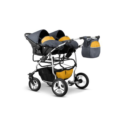 Carucior pentru gemeni Mikado TWIN T-07 3 in 1, Culoare: Galben - poza 2 - ExclusivMAG.ro