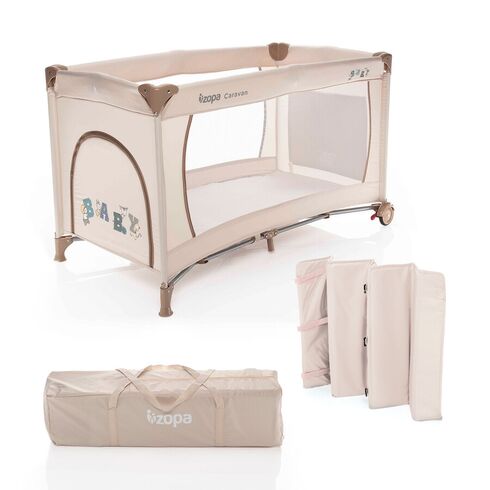 Patut pliant 1 nivel ZOPA Caravan Baby Beige, Culoare: Crem, Dimensiuni: 120x60,poza 7
