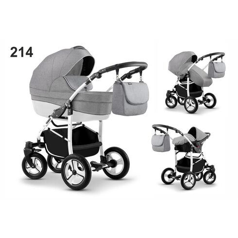 Carucior Mikado CITY STAR S-LINE 3 in 1 (culoare 214) Gri, Culoare: Alb/Gri