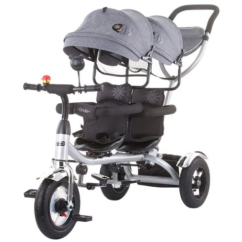 Tricicleta gemeni Chipolino 2Play mist, Culoare: Gri