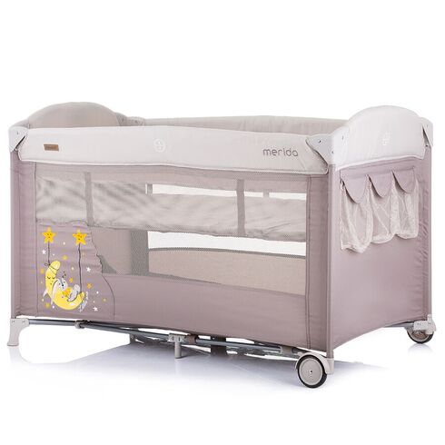 Patut pliabil Chipolino Merida frappe cu laterala culisanta, Culoare: Crem,poza 5