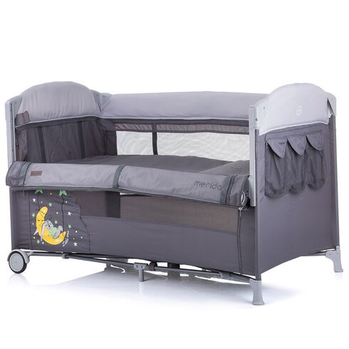 Patut pliabil Chipolino Merida platinum cu laterala culisanta, Culoare: Gri,poza 4