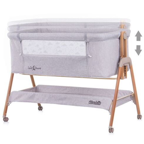Patut Co-Sleeper Chipolino Sweet Dreams grey wood, Culoare: Maro,poza 4